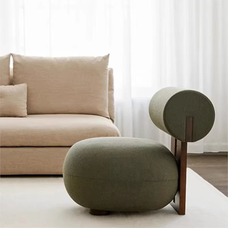Household Nordic Solid Wood Single Sofa Chair Light Luxury Customizable Living Room Chair Simple Woolen Velvet Leisure Chair New