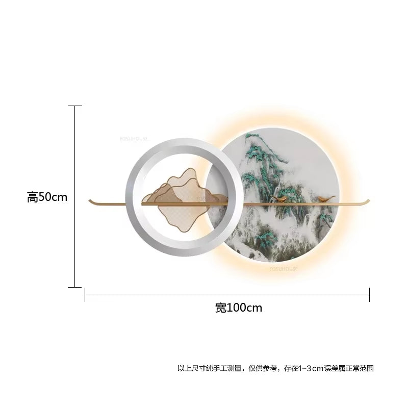 Modern Living Room Hanging Decorations Porch Bedroom Metal Pendant New Chinese Style Home Decor Luxury Luminous Room Decoration