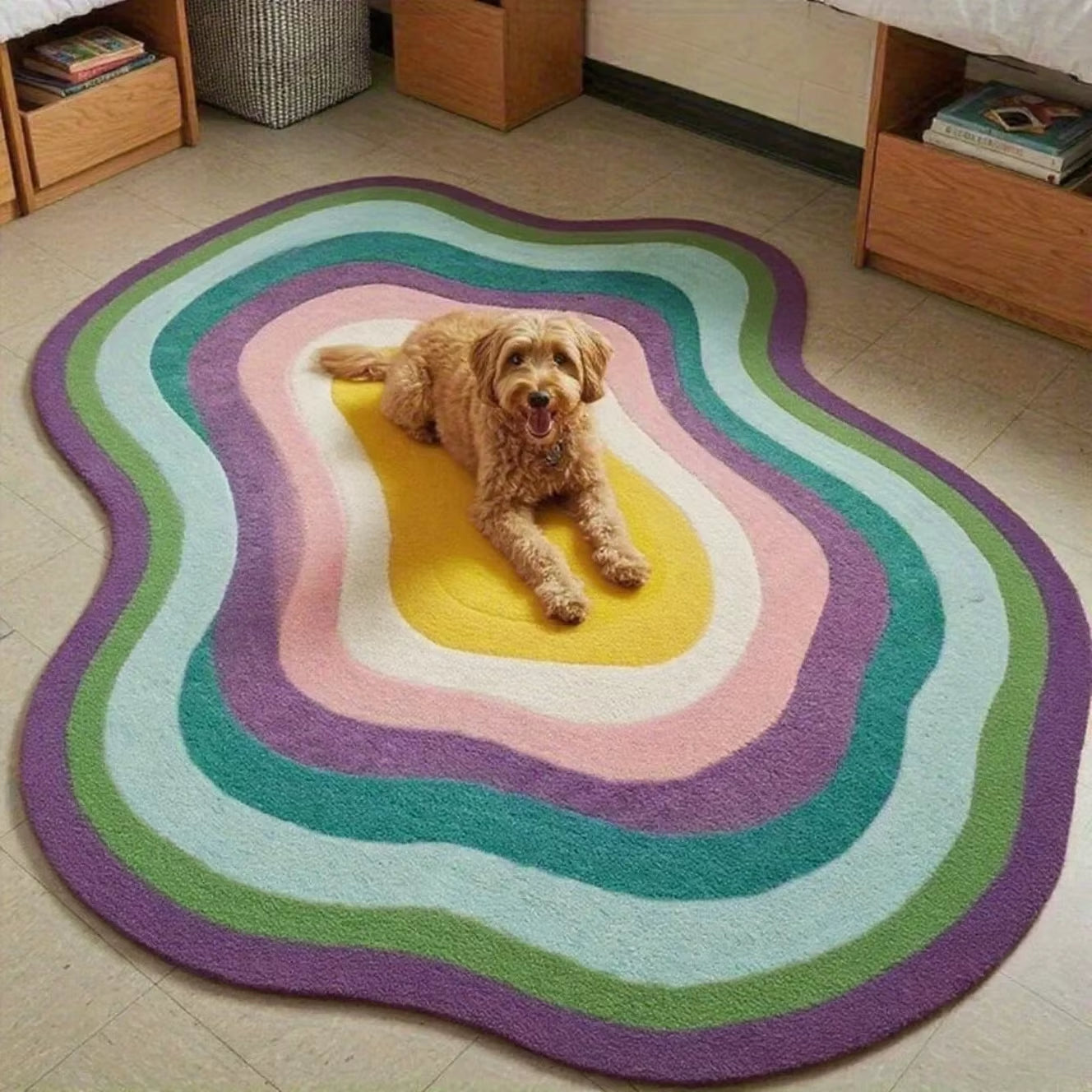 Dopamine Color Bedroom Decor Irregular Carpet Large Area Carpets for Living Room Thick Plush Cloakroom Floor Mat Fluffy Soft Rug