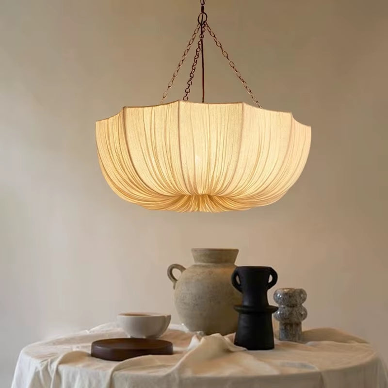 Japanese Wabi Sabi Retro Fabric Pendant Lights Living Dining Room Chandelier Lighting Home Decor Bedroom Lustre Led Hanging Lamp