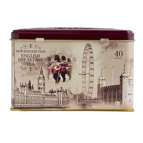New English Teas Vintage London Tea Tin with 40 English Breakfast teabags
