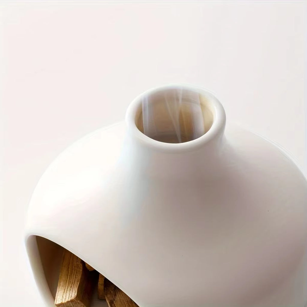 Elegant Ceramic Palo Santo & Sage Burner with Chimney - Perfect for Meditation, Yoga, and Aromatherapy - Ideal Home Decor Gift