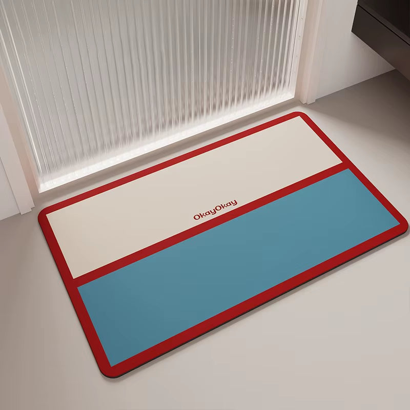 Simple Style Contrast Color Collage Stripes Bathroom Absorbent Floor Mat Soft Diatom Mud Toilet Door Mats Bathroom Non-Slip Rug