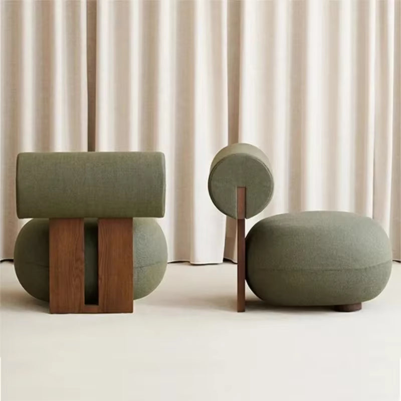 Household Nordic Solid Wood Single Sofa Chair Light Luxury Customizable Living Room Chair Simple Woolen Velvet Leisure Chair New
