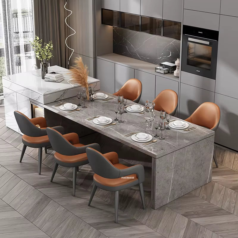 Modern Minimalist Dining Chairs for Kitchen Household Leather Living Room Chair Nordic Hotel Restaurant Leisure Backrest Chairs