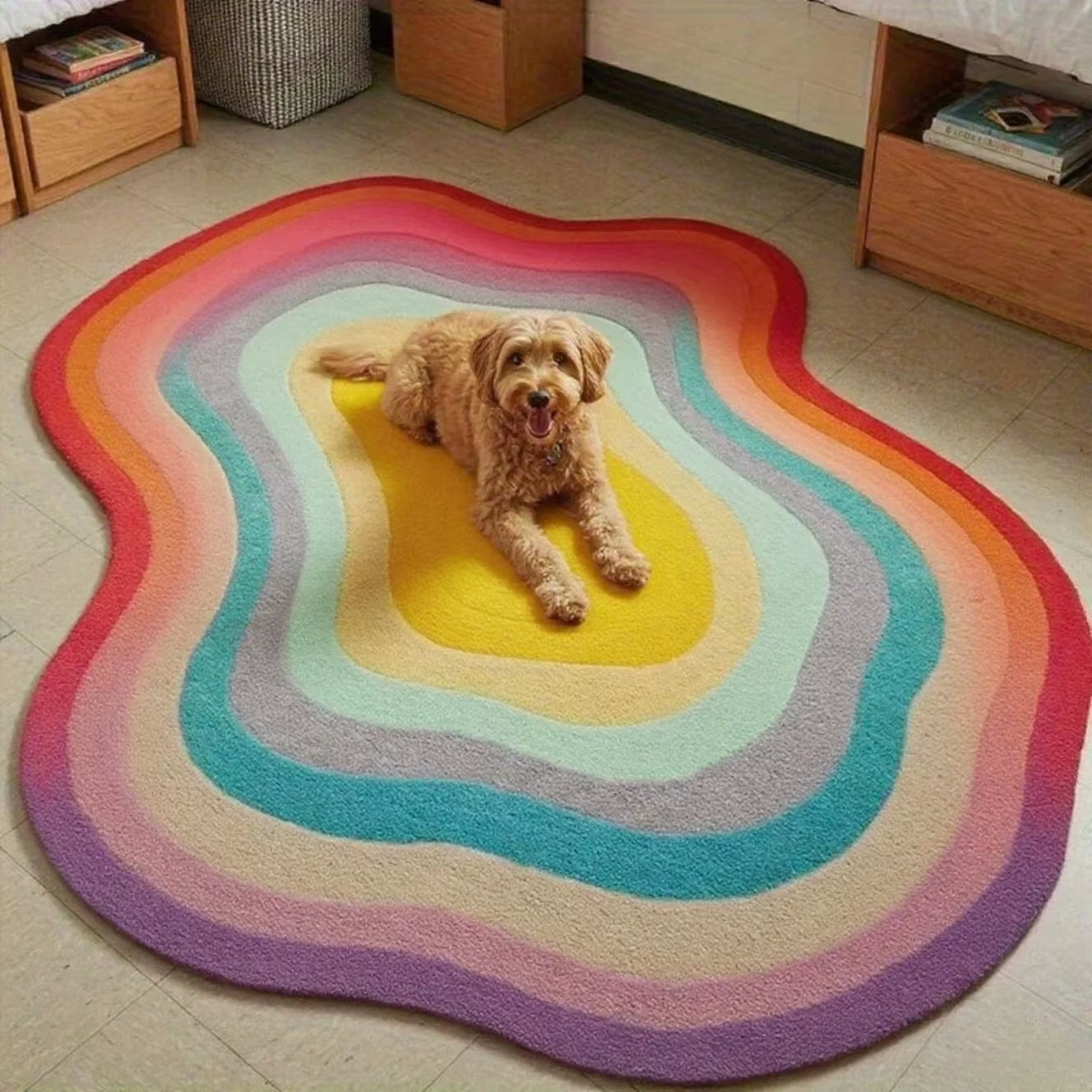 Dopamine Color Bedroom Decor Irregular Carpet Large Area Carpets for Living Room Thick Plush Cloakroom Floor Mat Fluffy Soft Rug