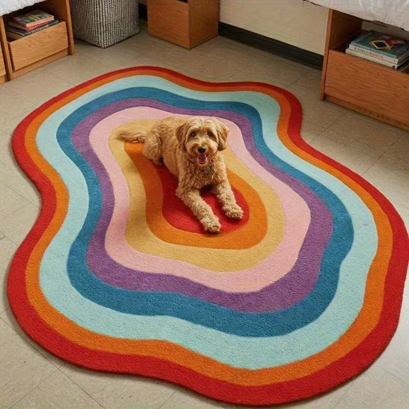 Dopamine Color Bedroom Decor Irregular Carpet Large Area Carpets for Living Room Thick Plush Cloakroom Floor Mat Fluffy Soft Rug
