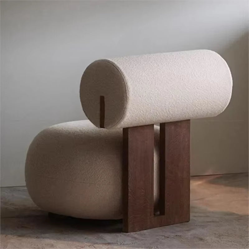 Household Nordic Solid Wood Single Sofa Chair Light Luxury Customizable Living Room Chair Simple Woolen Velvet Leisure Chair New