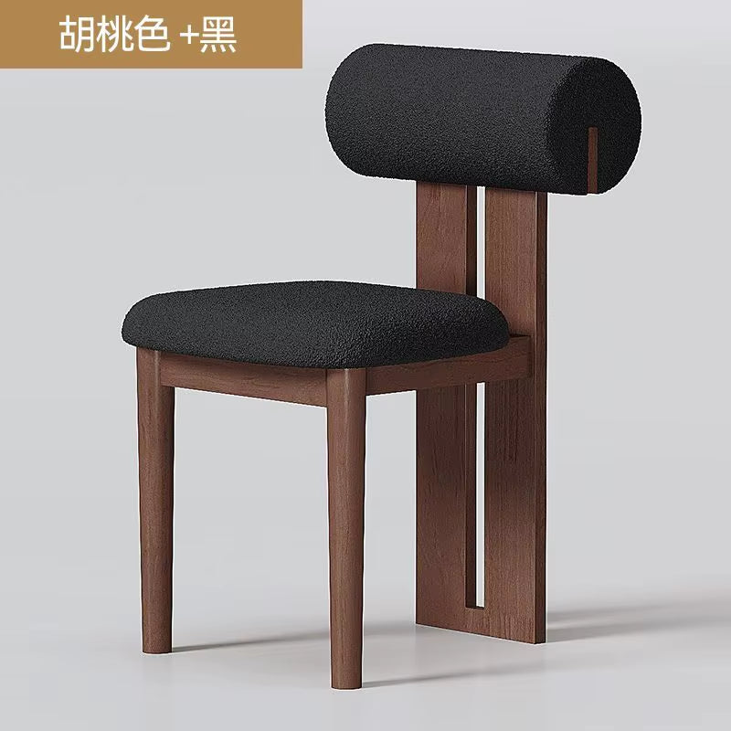 Nordic French Vintage Solid Wood Dining Chair - Mid-Century Retro Backrest Hippo Chair for Home, Living Room & Vanity