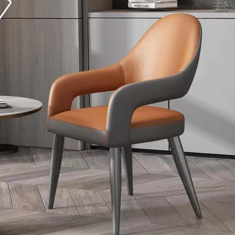 Modern Minimalist Dining Chairs for Kitchen Household Leather Living Room Chair Nordic Hotel Restaurant Leisure Backrest Chairs