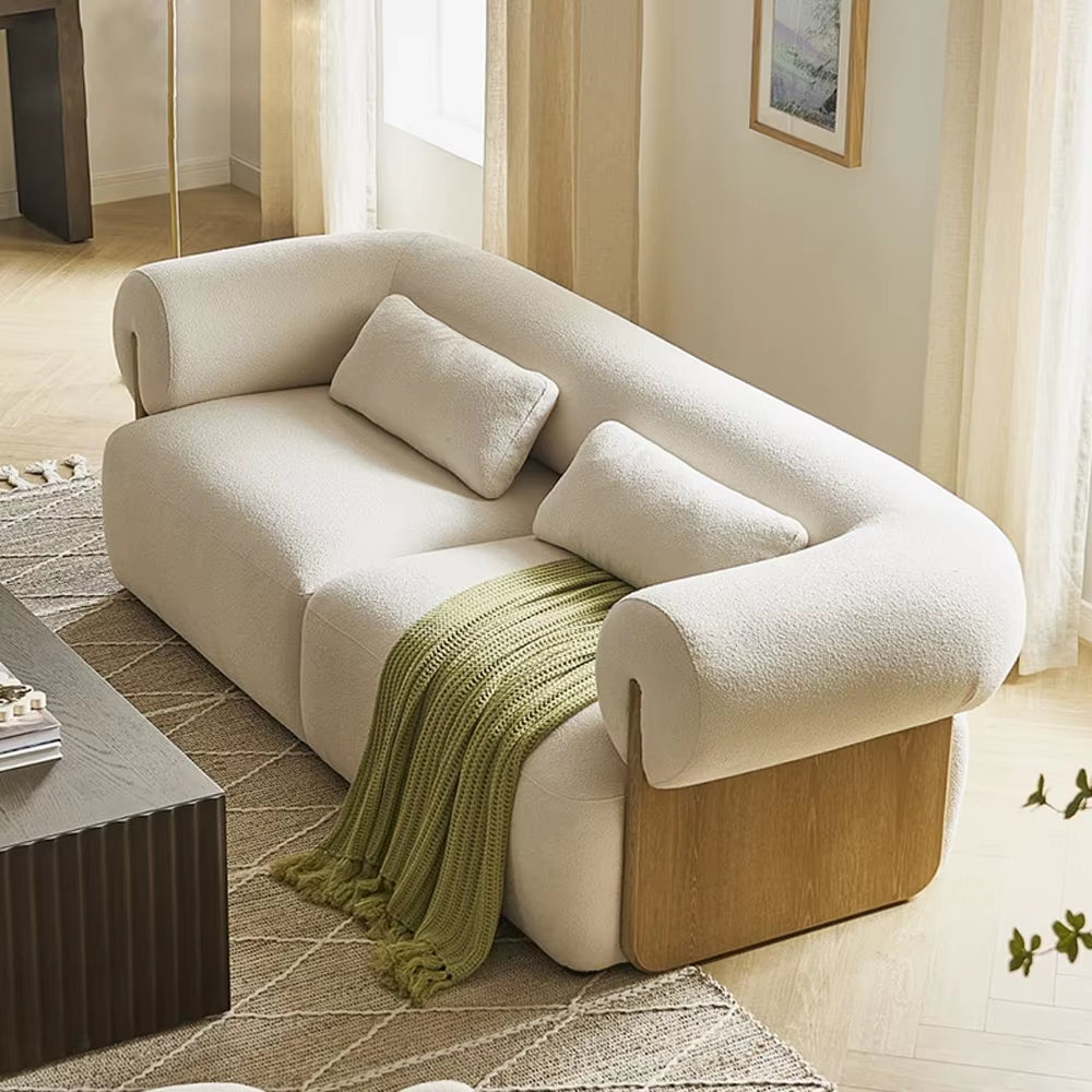 Italian Modular Couch Home Furniture Solid Wood Curved Sofa Fabric White Cashmere Living Room Sofas