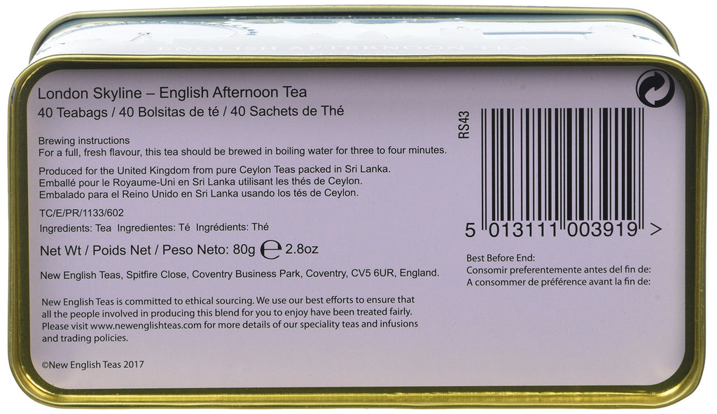 New English Teas London Souvenirs Skyline Tea Caddy with 40 English Afternoon Teabags