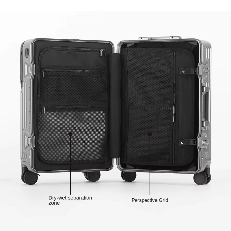 New Front Opening Luggage 24 Inch USB Multifunctional Suitcase 20“ Boarding Trolley Case 26 Inch Large Capacity with Cup Holder