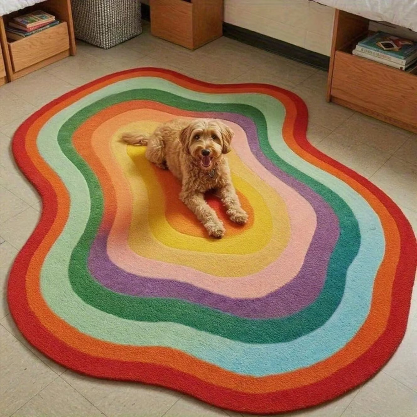 Dopamine Color Bedroom Decor Irregular Carpet Large Area Carpets for Living Room Thick Plush Cloakroom Floor Mat Fluffy Soft Rug