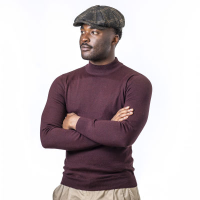 Carlyle - Tweed Newsboy Cap - Window Pane Green (Newsboy / Bakerboy Caps) - Eurostick