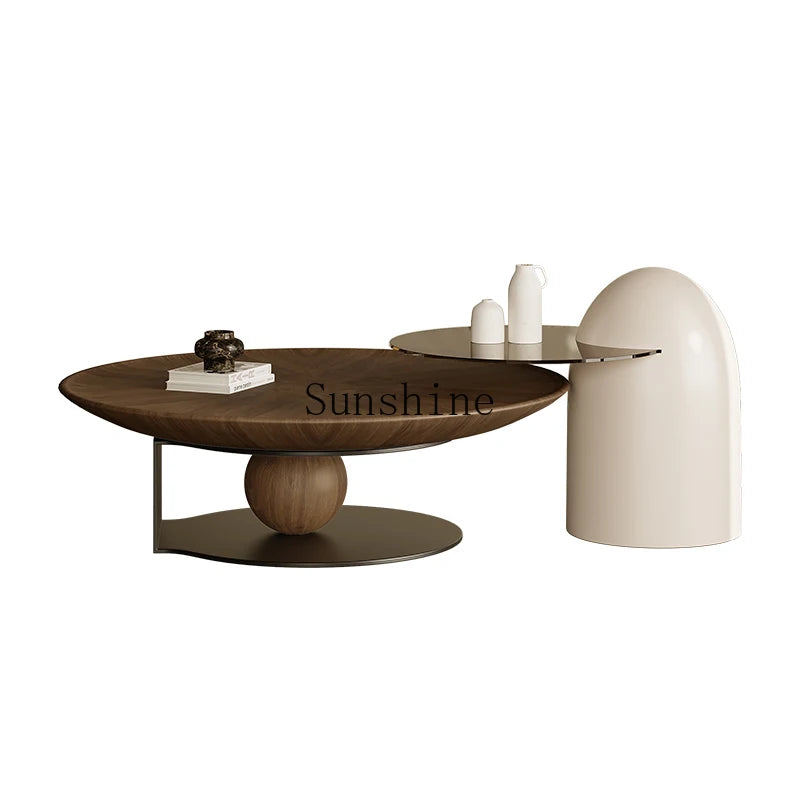 Wabi Sand Wind Walnut Coffee Table Premium Italian Minimalist round Coffee Table