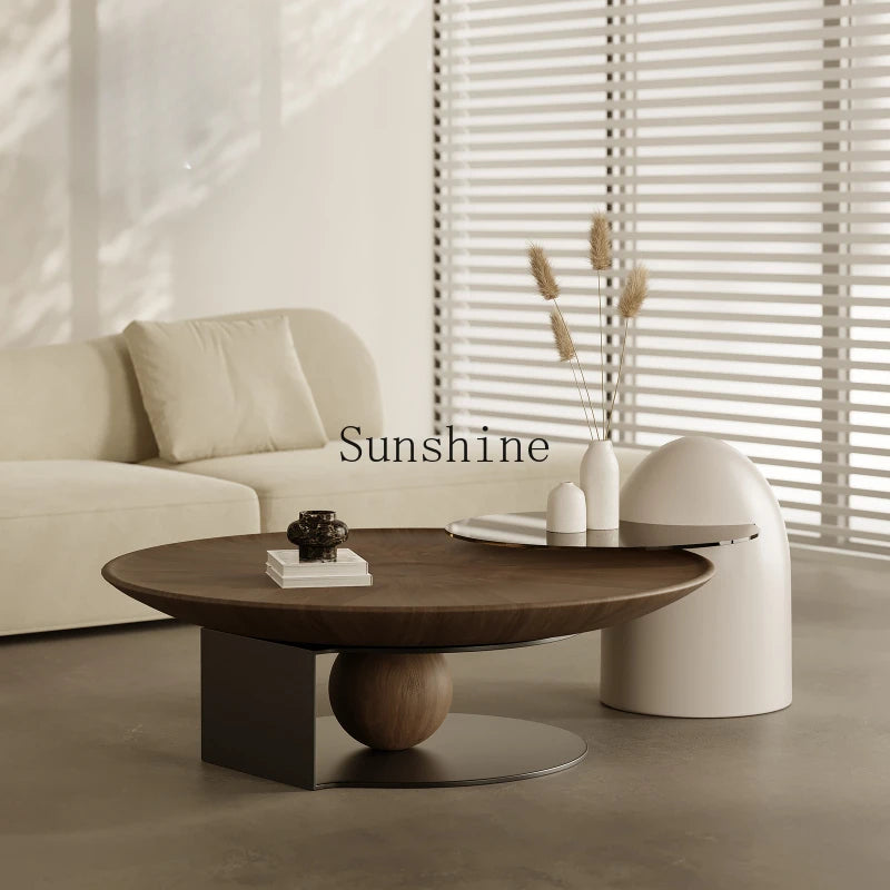 Wabi Sand Wind Walnut Coffee Table Premium Italian Minimalist round Coffee Table