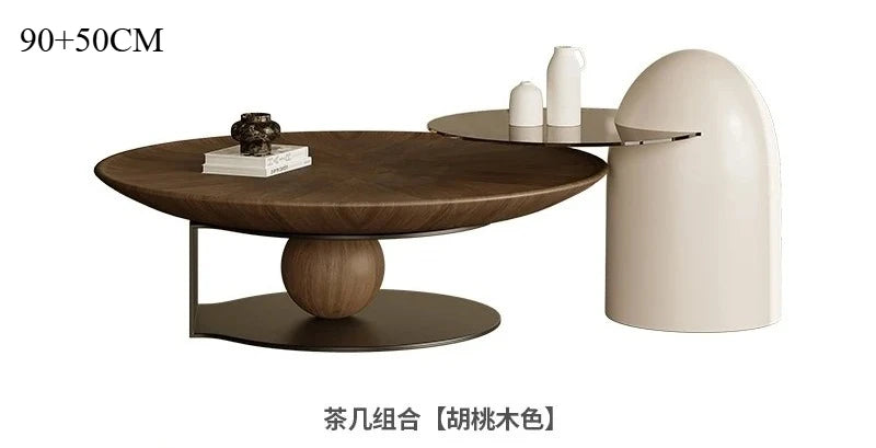 Wabi Sand Wind Walnut Coffee Table Premium Italian Minimalist round Coffee Table