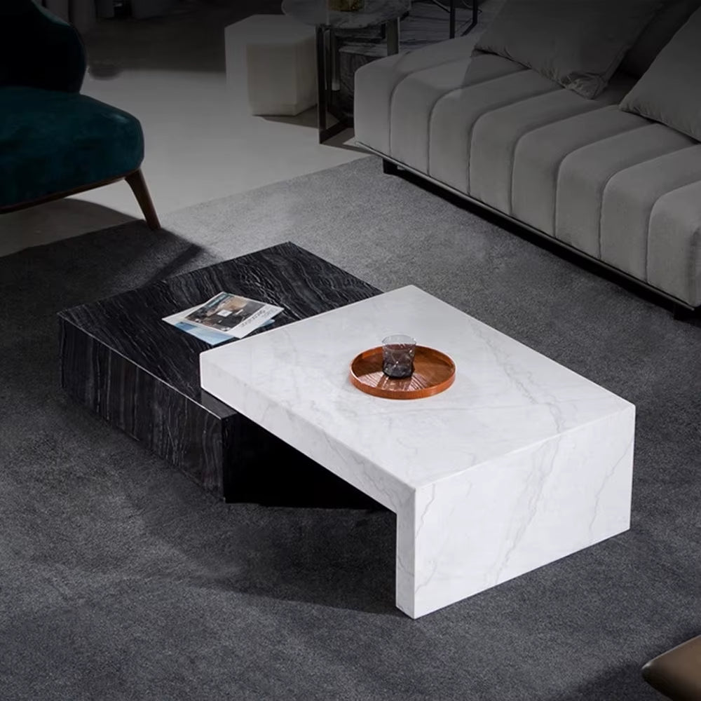 Modern Coffee Table Natural Green Marble Coffee Table Luxury Extendable Tea Table Living Room Furniture