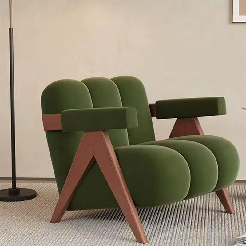 Home Balcony Nordic Wood Living Room Chairs Modern Living Room Sofas Single Leisure Back Armchair Fabric Sofa Chair Furniture