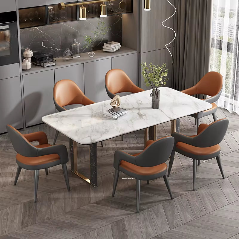 Modern Minimalist Dining Chairs for Kitchen Household Leather Living Room Chair Nordic Hotel Restaurant Leisure Backrest Chairs