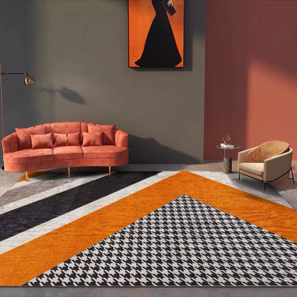 Scandinavian Light Luxury Living Room Carpet Orange High-Grade Home Decoration Soft Rugs for Bedroom Area Rug Large Lounge Mat