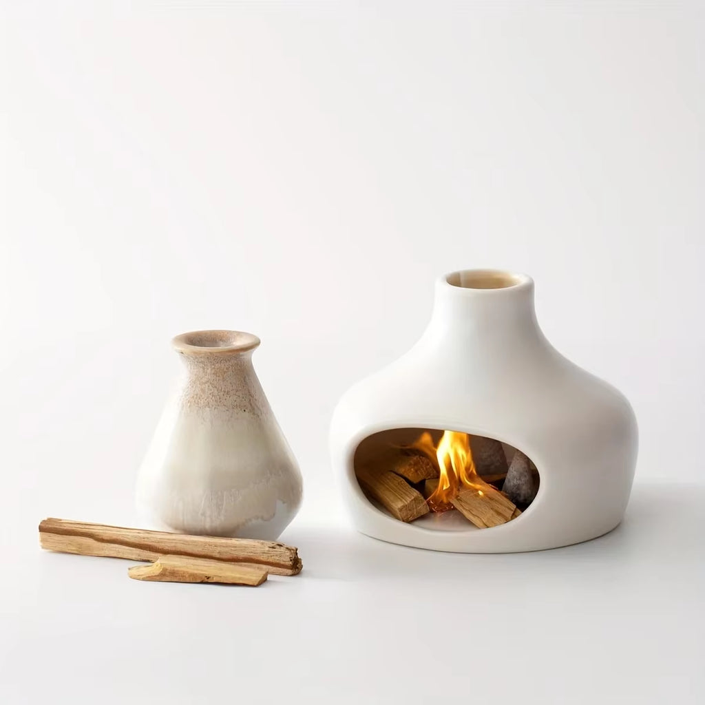 Elegant Ceramic Palo Santo & Sage Burner with Chimney - Perfect for Meditation, Yoga, and Aromatherapy - Ideal Home Decor Gift