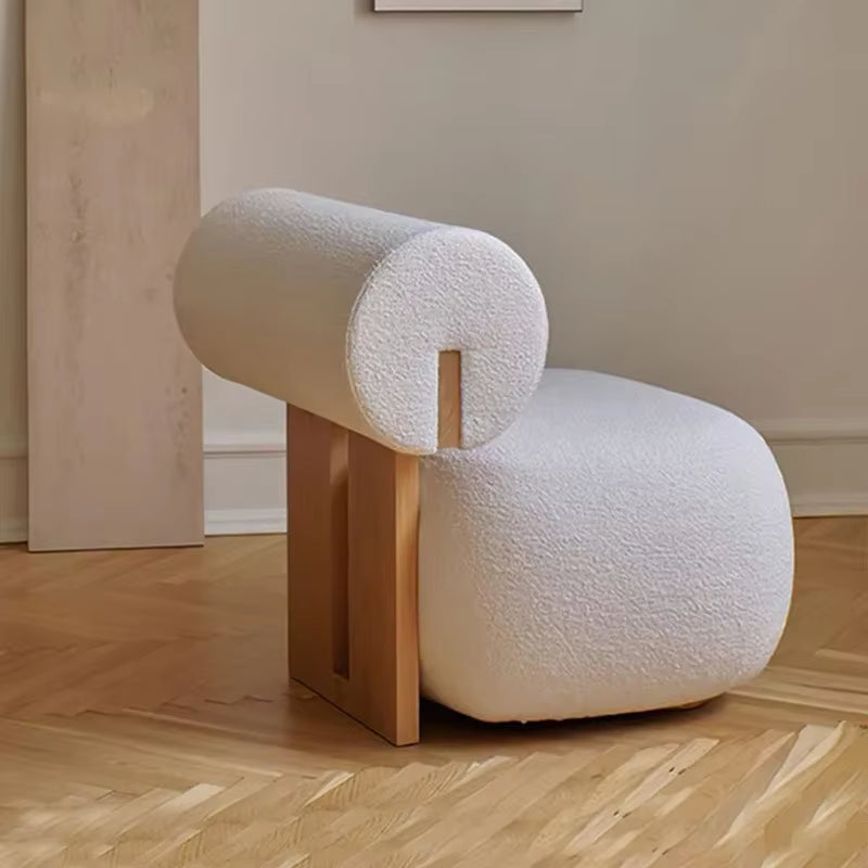 Household Nordic Solid Wood Single Sofa Chair Light Luxury Customizable Living Room Chair Simple Woolen Velvet Leisure Chair New