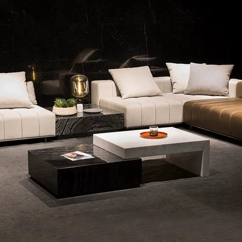 Modern Coffee Table Natural Green Marble Coffee Table Luxury Extendable Tea Table Living Room Furniture