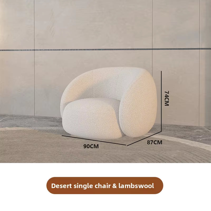 Living Room Sofa, Modern Armchair, Lambskin Sofa, Exquisite Cream Style, Creative and Exquisite, Household Furniture