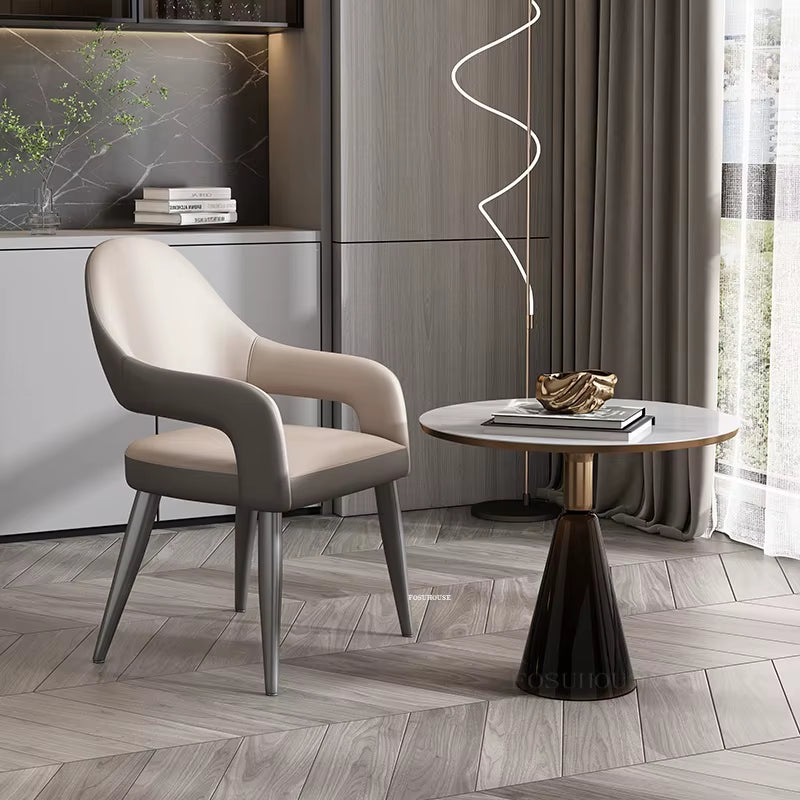 Modern Minimalist Dining Chairs for Kitchen Household Leather Living Room Chair Nordic Hotel Restaurant Leisure Backrest Chairs