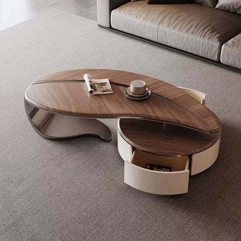 New Light Luxury Modern Solid Wood Coffee Table Shaped Small House Villa Living Room Household
