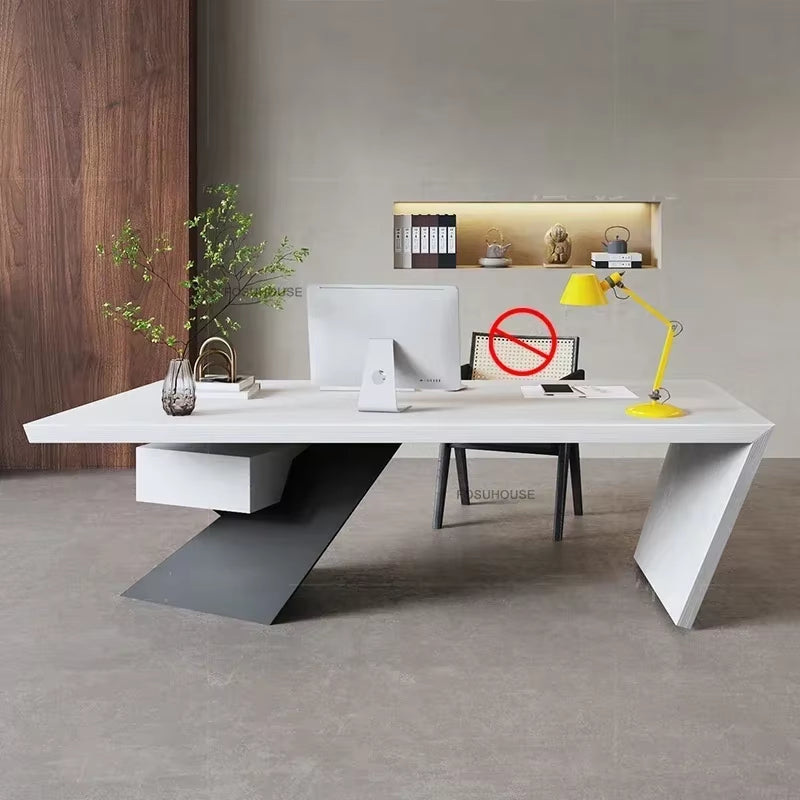 Industrial Iron Boss Desk Designer Retro Office Desks American Office Furniture Home Luxury Solid Wood Computer Table Study Desk