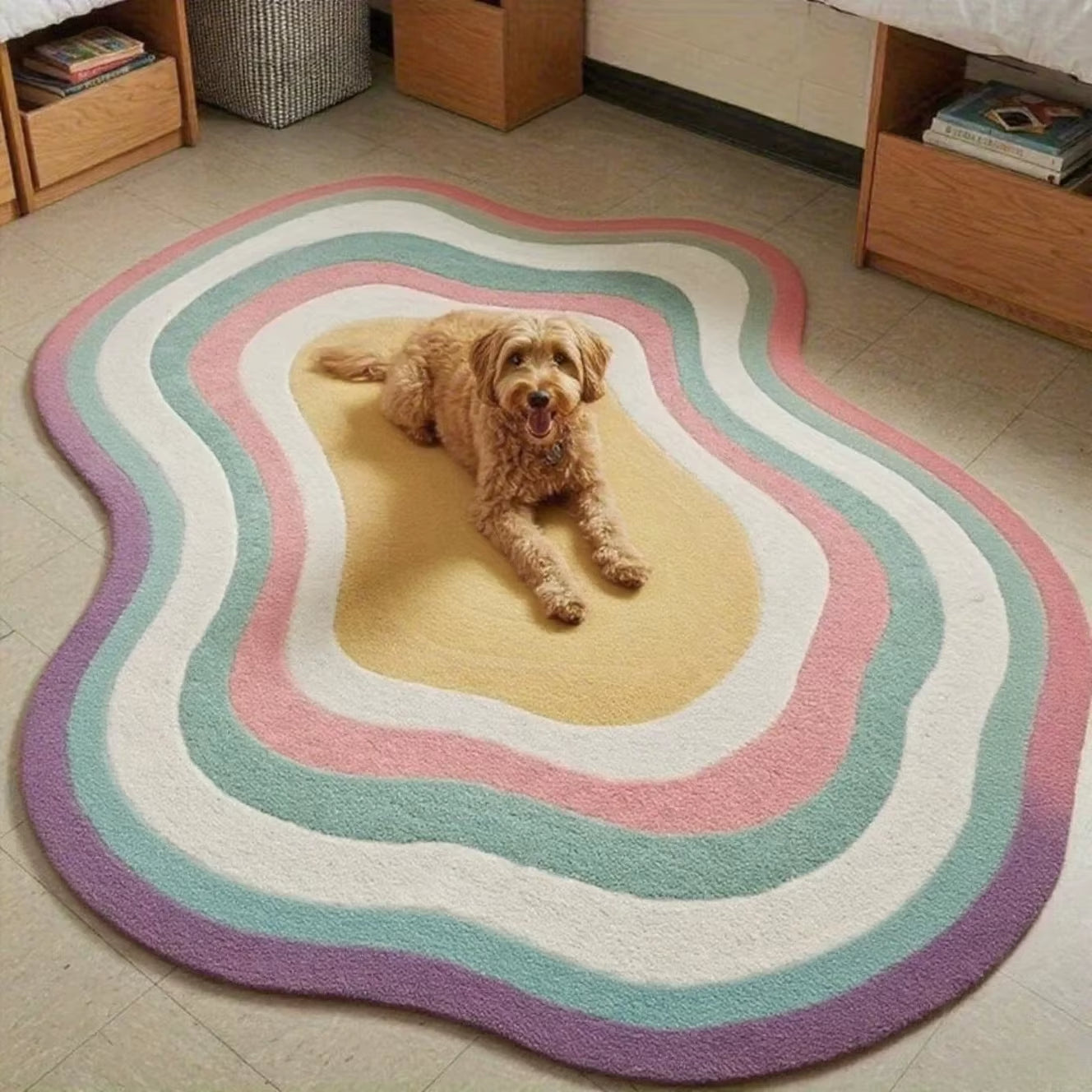 Dopamine Color Bedroom Decor Irregular Carpet Large Area Carpets for Living Room Thick Plush Cloakroom Floor Mat Fluffy Soft Rug
