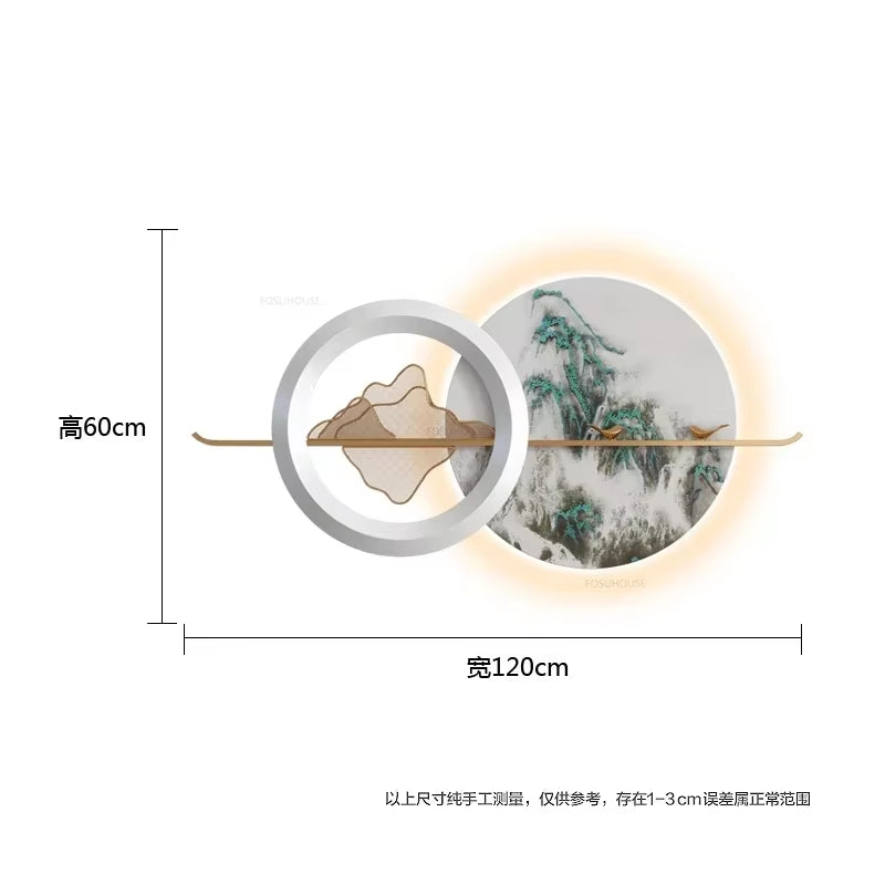 Modern Living Room Hanging Decorations Porch Bedroom Metal Pendant New Chinese Style Home Decor Luxury Luminous Room Decoration