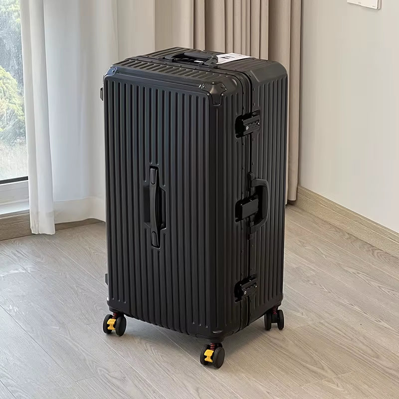 Large Capacity Travel Luggage Aluminum Frame Suitcase Trolley Case 24/28/30 Inch Travel Suitcase with Cup Holder Boarding Case