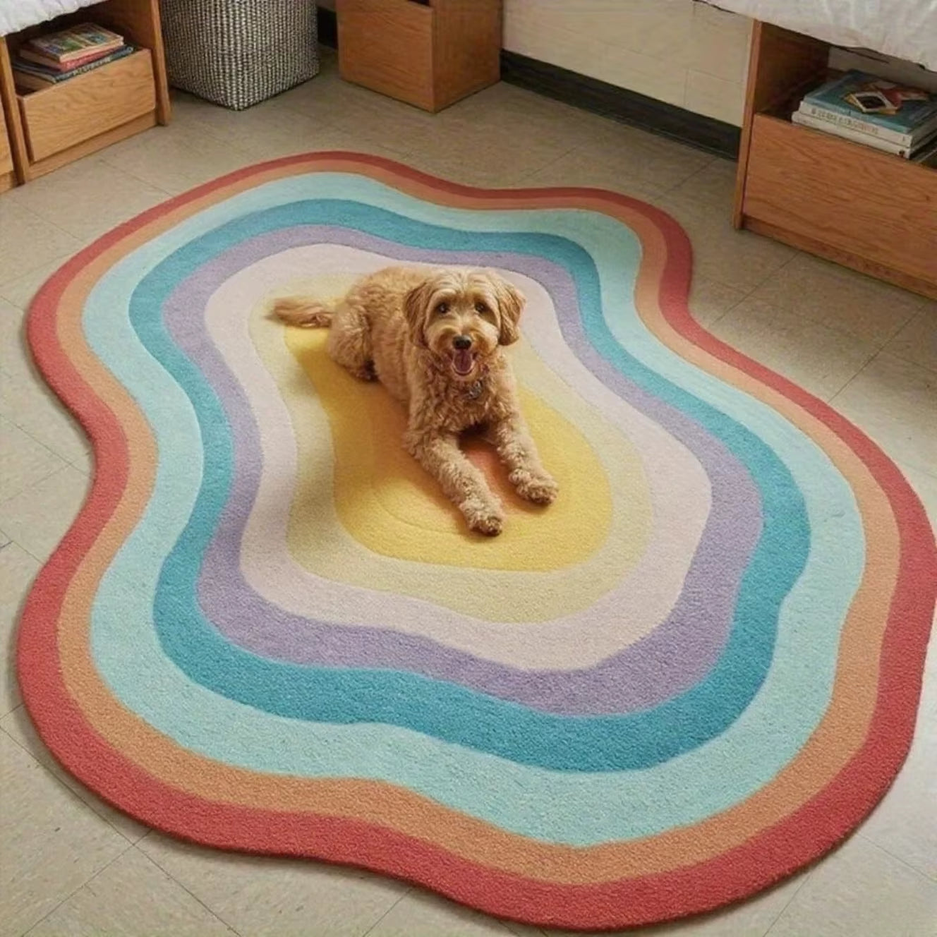 Dopamine Color Bedroom Decor Irregular Carpet Large Area Carpets for Living Room Thick Plush Cloakroom Floor Mat Fluffy Soft Rug