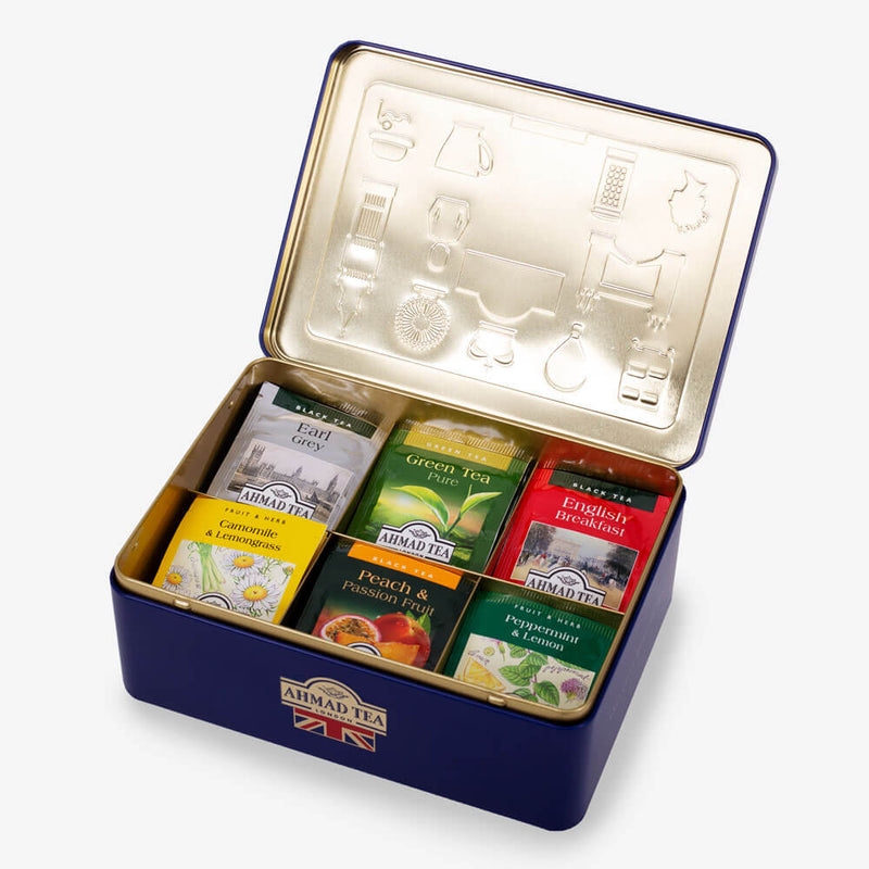 English Tea Six Collection Caddy with 6 Black, Fruit, Green & Herbal Teas – 60 Teabags