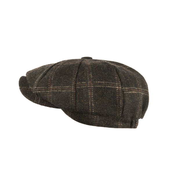 Carlyle - Tweed Newsboy Cap - Window Pane Green (Newsboy / Bakerboy Caps) - Eurostick